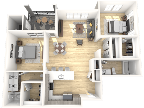 The Laurel B3 Two Bedroom Two Bathroom Floor Plan